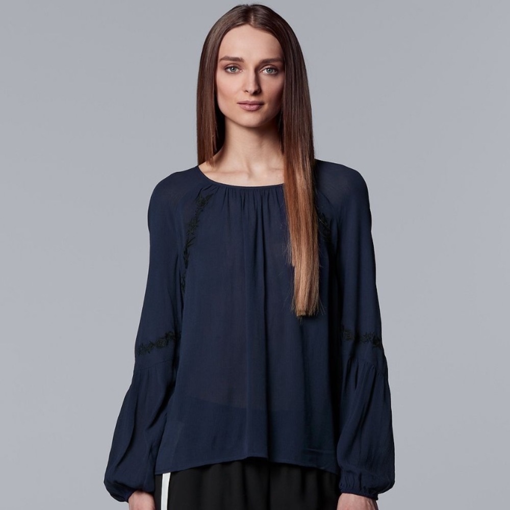 Simply Vera Vera Wang Embroidered Raglan Top S